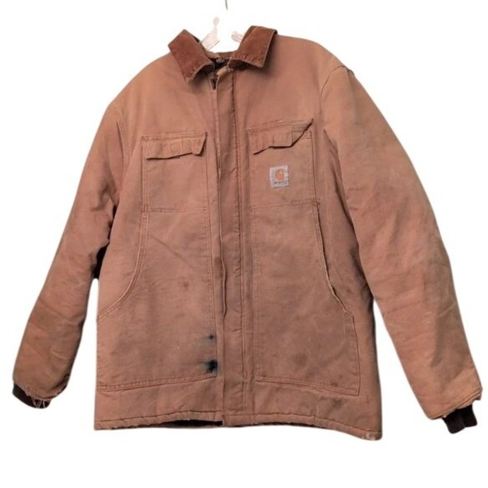 Vintage Carhartt Arctic Traditional Coat Tan Duck Canvas Distressed Jacket XL